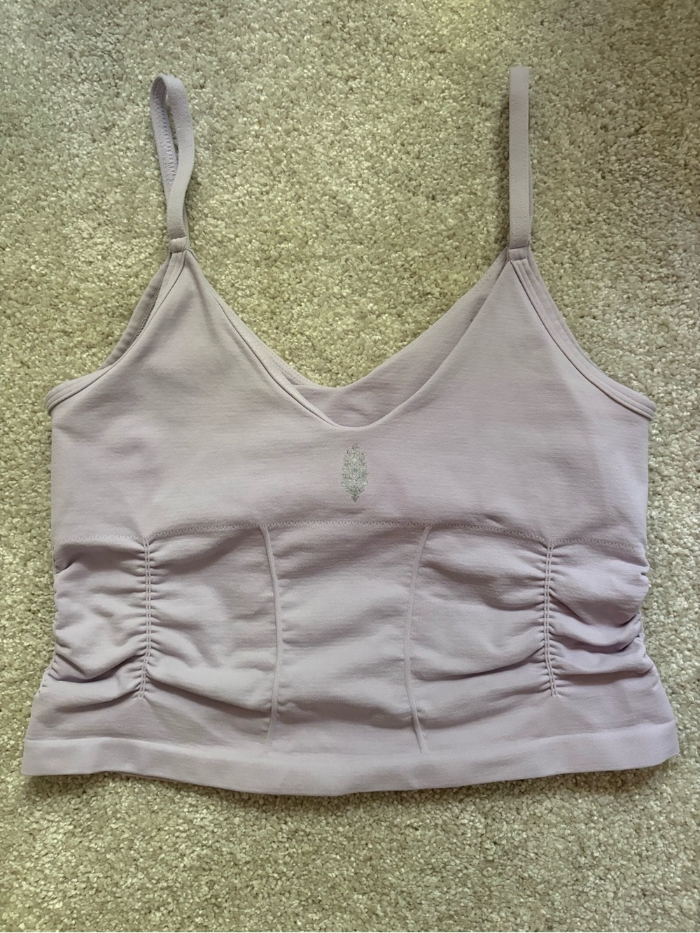 Free People Movement Light Purple Ruched Spaghetti Strap Cami Top